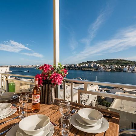 Bayview 2 Bedroom Seaview Apartment With Large Terrace With Panoramic Views - By Getawaysmalta San Pawl il-Baħar Kültér fotó