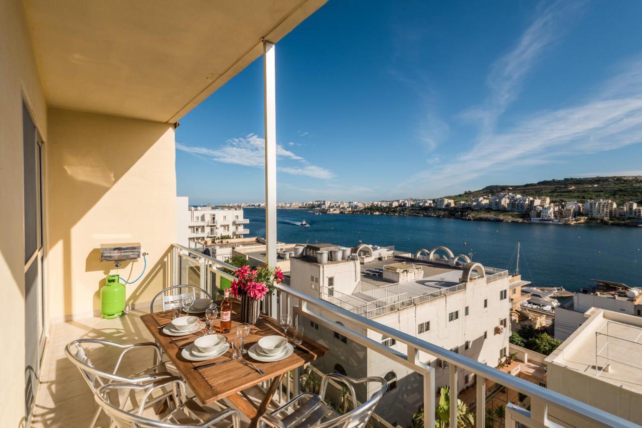 Bayview 2 Bedroom Seaview Apartment With Large Terrace With Panoramic Views - By Getawaysmalta San Pawl il-Baħar Kültér fotó