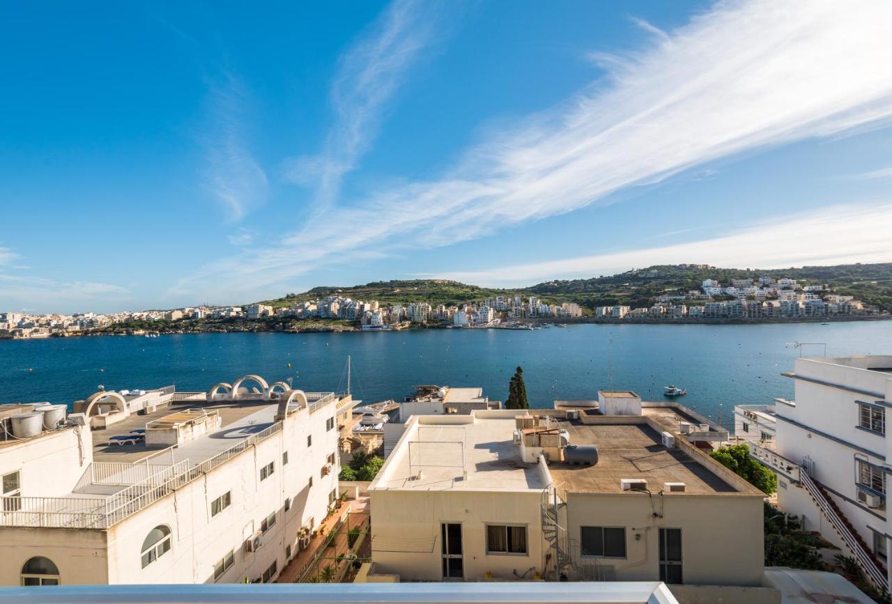 Bayview 2 Bedroom Seaview Apartment With Large Terrace With Panoramic Views - By Getawaysmalta San Pawl il-Baħar Kültér fotó